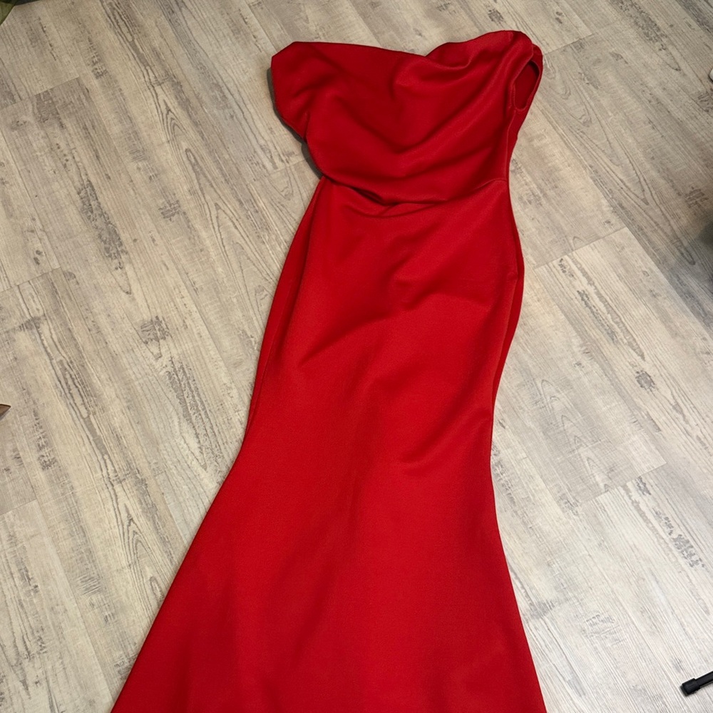 Strapless Red Evening Gown